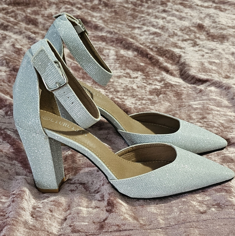 Glittery Silver Women's Heels